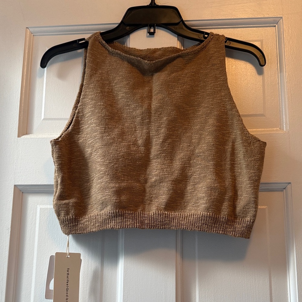 NWT Commense Brown Knit Sweater Crop Top